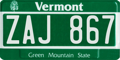 VT license plate ZAJ867