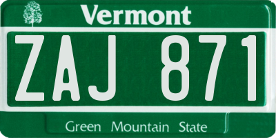 VT license plate ZAJ871
