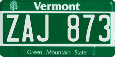 VT license plate ZAJ873
