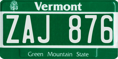 VT license plate ZAJ876