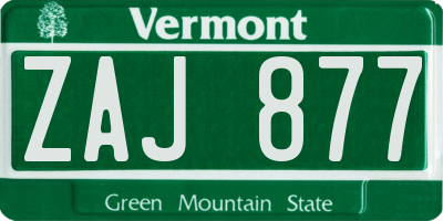 VT license plate ZAJ877