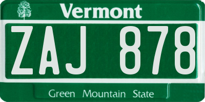 VT license plate ZAJ878