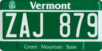 VT license plate ZAJ879