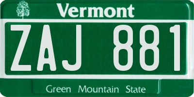 VT license plate ZAJ881