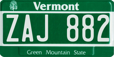 VT license plate ZAJ882