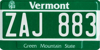 VT license plate ZAJ883