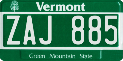 VT license plate ZAJ885
