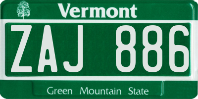 VT license plate ZAJ886