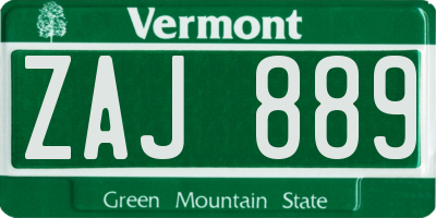 VT license plate ZAJ889