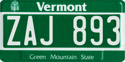 VT license plate ZAJ893