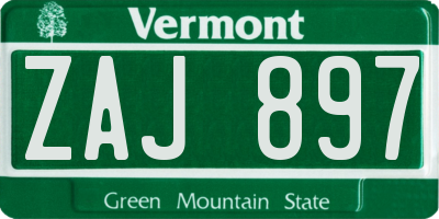 VT license plate ZAJ897