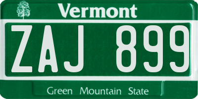 VT license plate ZAJ899