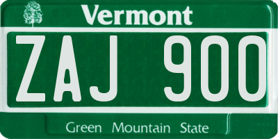 VT license plate ZAJ900