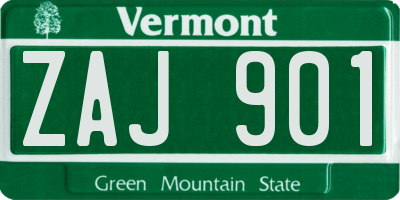 VT license plate ZAJ901
