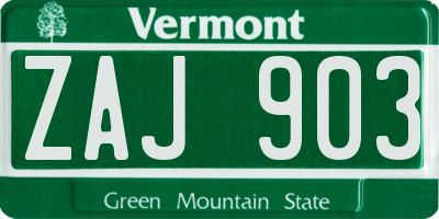 VT license plate ZAJ903