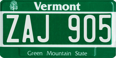 VT license plate ZAJ905