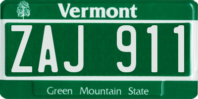 VT license plate ZAJ911