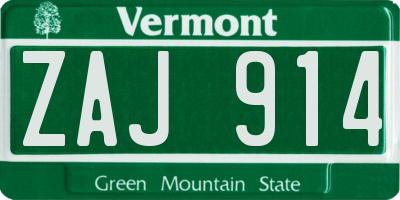 VT license plate ZAJ914