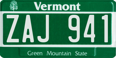 VT license plate ZAJ941