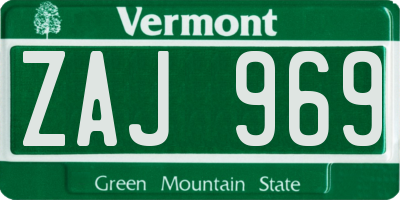 VT license plate ZAJ969
