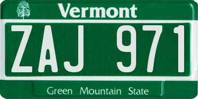 VT license plate ZAJ971