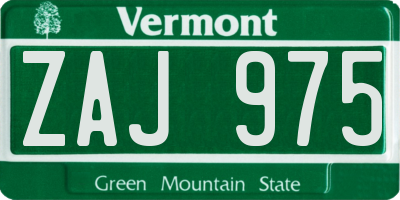 VT license plate ZAJ975