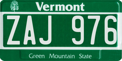 VT license plate ZAJ976