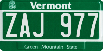 VT license plate ZAJ977