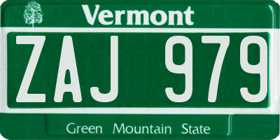 VT license plate ZAJ979