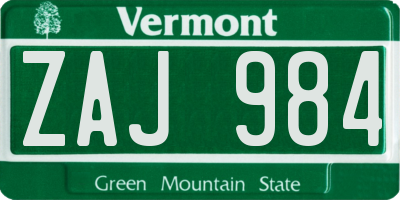 VT license plate ZAJ984