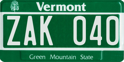 VT license plate ZAK040