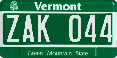 VT license plate ZAK044
