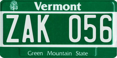 VT license plate ZAK056