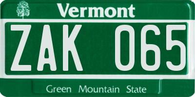 VT license plate ZAK065