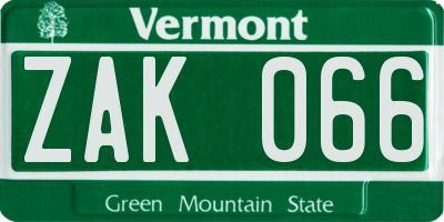 VT license plate ZAK066