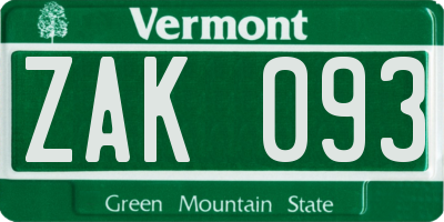 VT license plate ZAK093