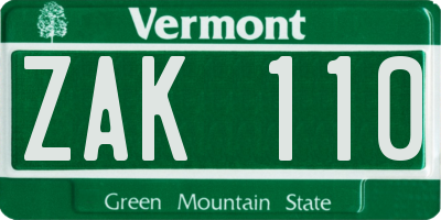 VT license plate ZAK110