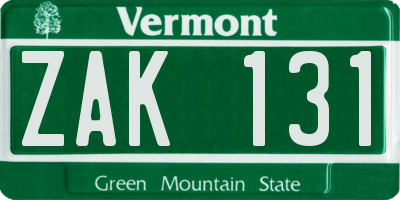 VT license plate ZAK131