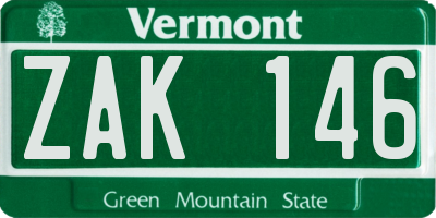 VT license plate ZAK146