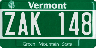 VT license plate ZAK148