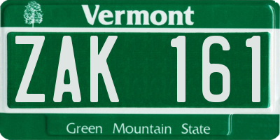 VT license plate ZAK161