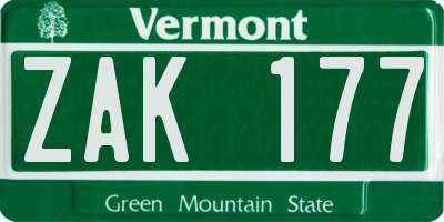 VT license plate ZAK177