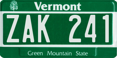 VT license plate ZAK241