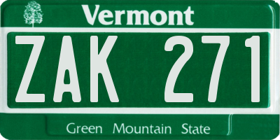 VT license plate ZAK271
