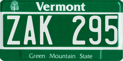 VT license plate ZAK295