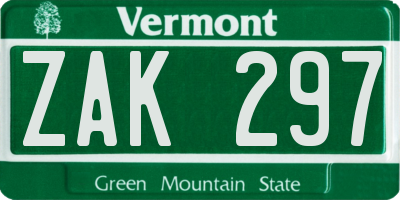 VT license plate ZAK297