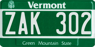 VT license plate ZAK302