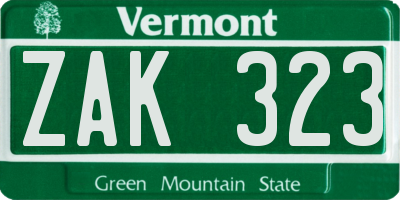VT license plate ZAK323