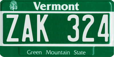 VT license plate ZAK324