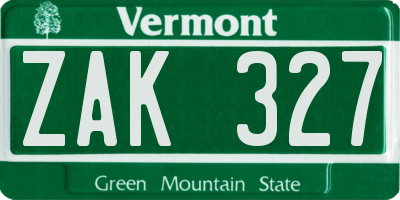 VT license plate ZAK327